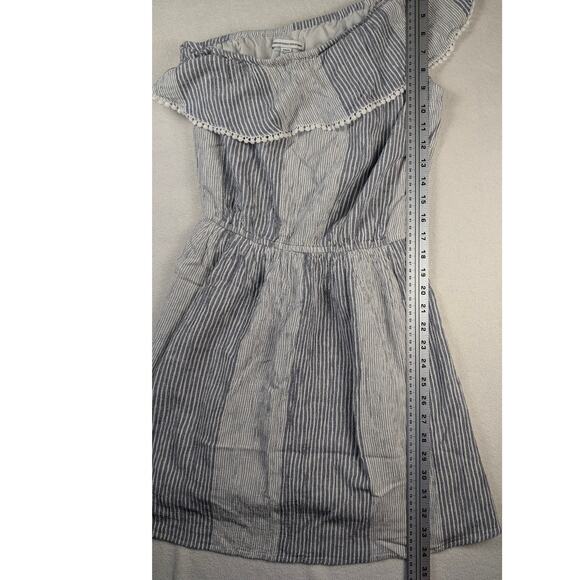 American Eagle Dress One Shoulder Cotton Blue White Stripe Size Med Pull On - Picture 4 of 8